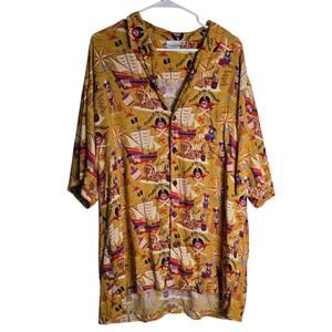 Pirates of The Caribbean Shirt Men XXL Orange Wonderground Gallery Shag Skulls